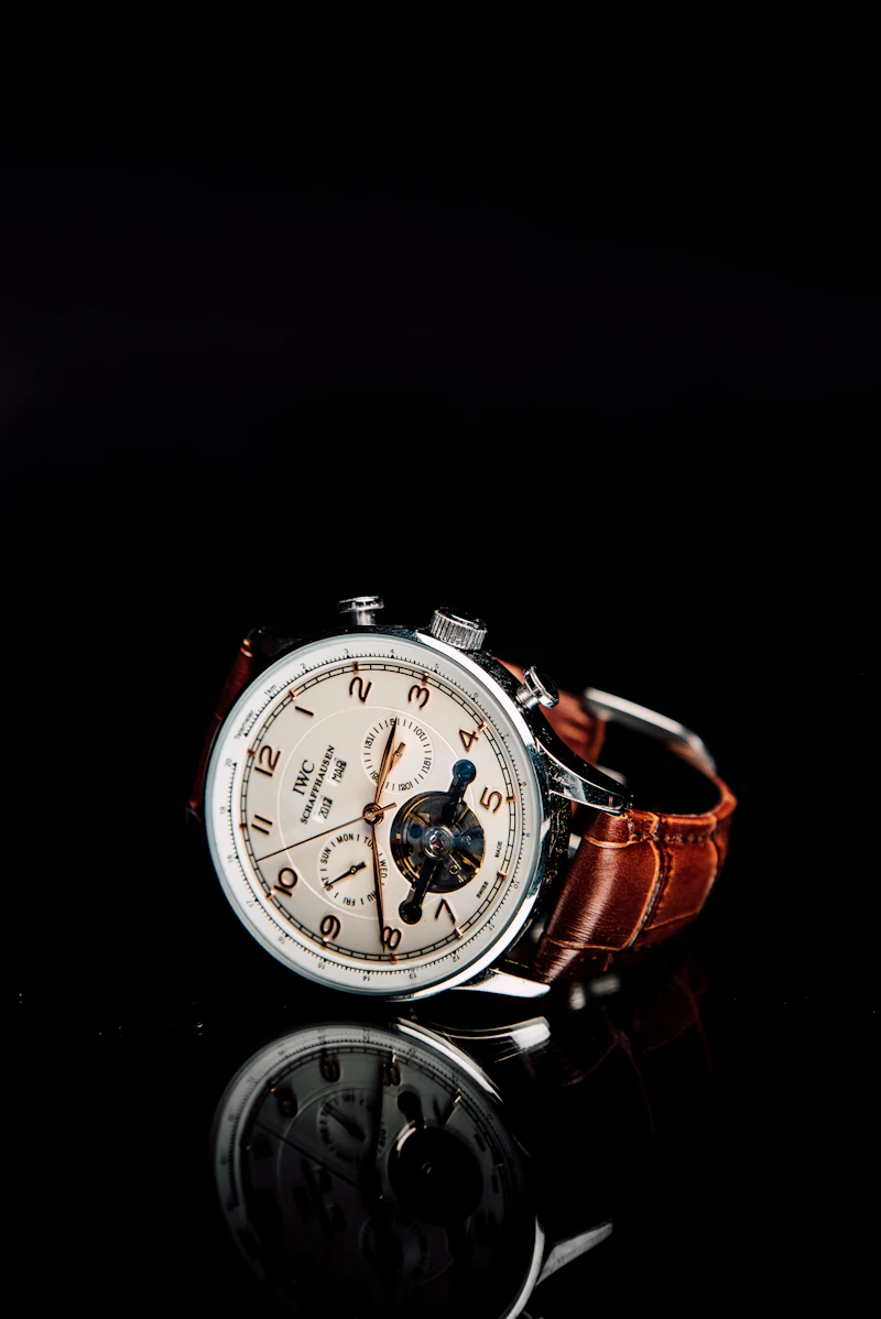 Luxury chronograph watch on black
