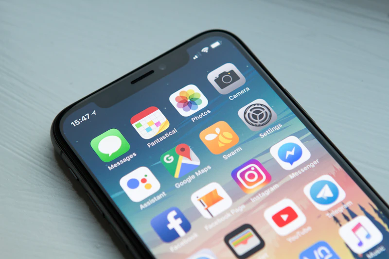 Mobile app icons on a phone screen